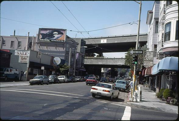 The Central Freeway extending over Hayes Street near Gough Street